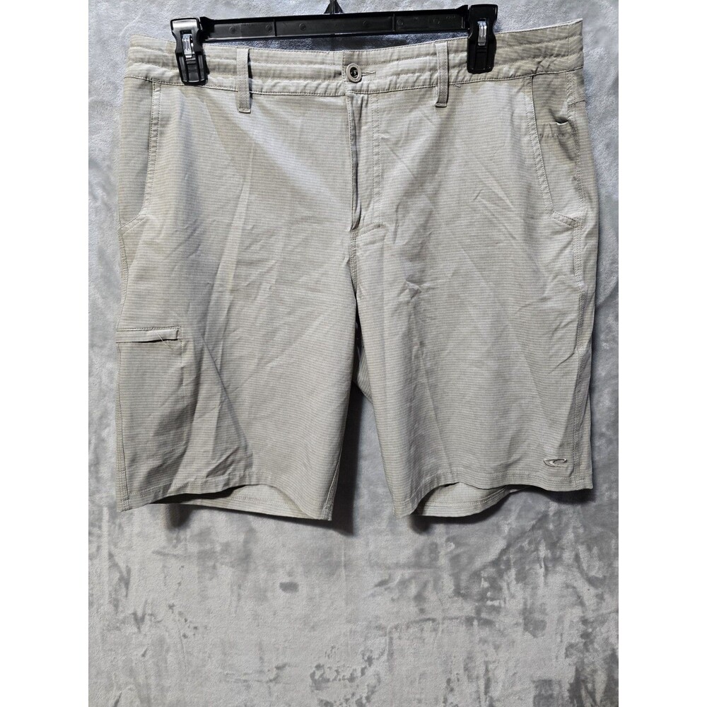 O'Neill Board Swim Shorts Men's 38 Gray Stripe Drawstring Pockets Swim Trunk